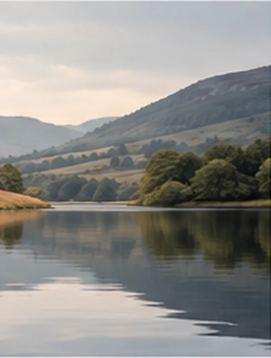 Calm water and a Yorkshire landscape